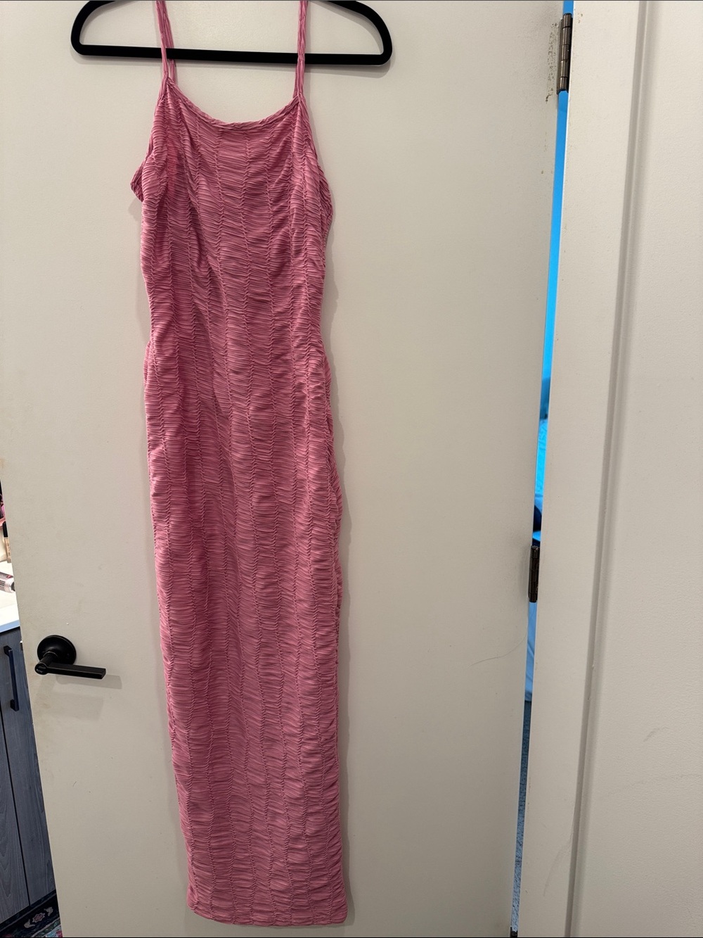 Slim Ruched Pink Maxi Slip Dress size small